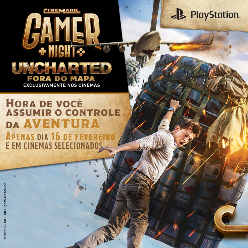 A pré-venda do filme Uncharted Fora - Plaza Shopping Itu